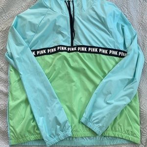 PINK- blue and green raincoat
